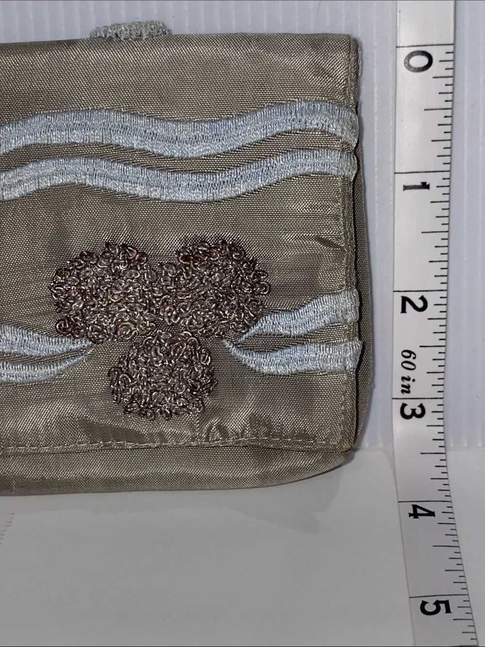 Chan Luu Gray Embellished Clutch with Glitter Motifs